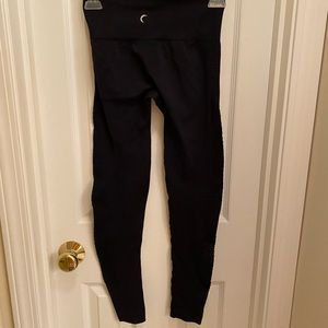 Zyia moto perforated die cut black leggings